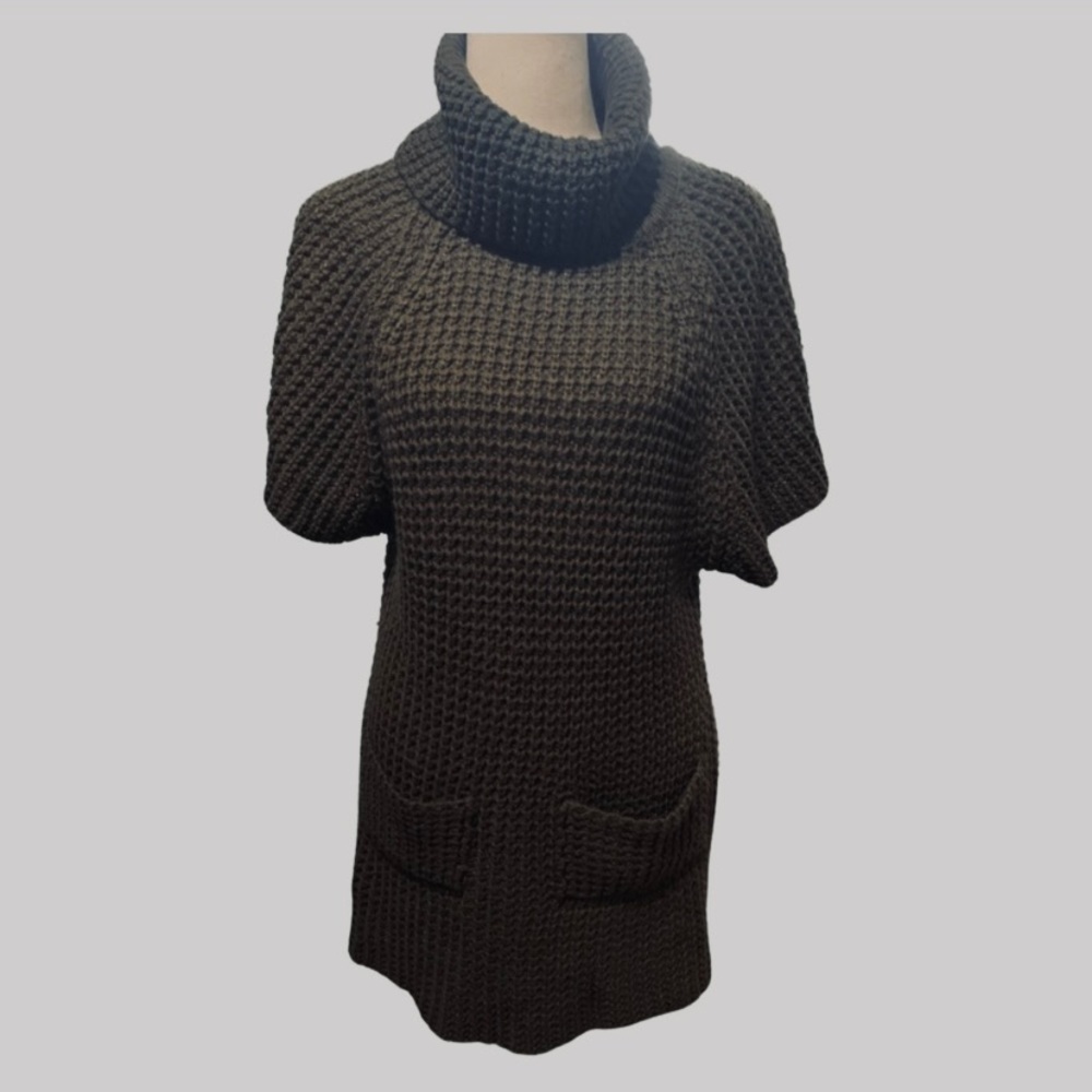 Womens Short Sleeve Turtle Neck Tunic Sweater